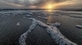 Beautiful sandy beach with a sea during the low tide Royalty Free Stock Photo