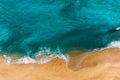 Beautiful sandy beach with turquoise water. Wild beach with beautiful clear sea. Yellow sand with turquoise sea. Clean beach Royalty Free Stock Photo