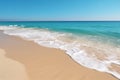 Beautiful sandy beach with white sand and rolling calm wave of turquoise ocean on Sunny AI generated