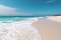 Beautiful sandy beach with white sand and rolling calm wave of turquoise ocean on Sunny AI generated