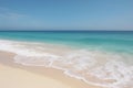 Beautiful sandy beach with white sand and rolling calm wave of turquoise ocean on Sunny AI generated