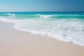 Beautiful sandy beach with white sand and rolling calm wave of turquoise ocean on Sunny AI generated