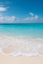 Beautiful sandy beach with white sand and rolling calm wave of turquoise ocean on Sunny AI generated Royalty Free Stock Photo