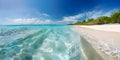 Beautiful sandy beach with white sand and rolling calm wave Royalty Free Stock Photo