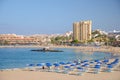 Beautiful sandy De Las Vistas beach on tenerife island.