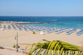 Beautiful sandy De Las Vistas beach on tenerife island.