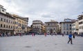 Beautiful Santa Croce Square in the city of Florence - FLORENCE / ITALY - SEPTEMBER 12, 2017