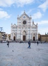 Beautiful Santa Croce Square in the city of Florence - FLORENCE / ITALY - SEPTEMBER 12, 2017