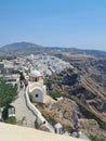 Beautiful Santorini island landscape with sea, sky and clouds. Oia town, Greece landmark Royalty Free Stock Photo