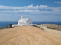 Beautiful Santorini island landscape with sea, sky and clouds. Oia town, Greece landmark Royalty Free Stock Photo