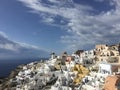 Santorini island at sunny day, viewpoint from Oia village, Santorini, Greece Royalty Free Stock Photo