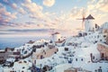 Beautiful Santorini landscape, Greece landmark. Clouds sky and coastline Royalty Free Stock Photo