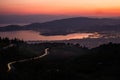 Sunset view from Pelion Mountain, Volos, Greece Royalty Free Stock Photo