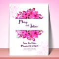 Beautiful Save the Date template or Wedding Invitation Card layout decorated with pink watercolor