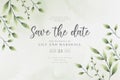 beautiful save date wedding background with watercolor leaves