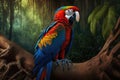 Beautiful Scarlet Macaw Full Body In Forest. Colorful and Vibrant Animal. Royalty Free Stock Photo