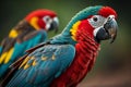 Beautiful Scarlet Macaw (Ara ararauna) bird. generative ai