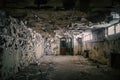 A beautiful and scary corridor with shabby walls. Royalty Free Stock Photo