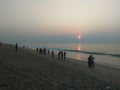 A beautiful scenario of the golden sunset in a beach.