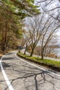 Beautiful scenary of Kawaguchiko lakeside at Momiju Tunnel Royalty Free Stock Photo