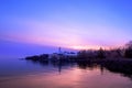 Beautiful scenary of purple sunset over the lake Royalty Free Stock Photo