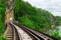 Beautiful Scence of Train Railway through Mountain Forrest and River Royalty Free Stock Photo
