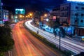 Beautiful scene of The color of Night traffic lights on the Road in Phitsanulok City