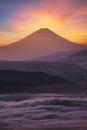 Beautiful scene of Fuji mountain and Lake Suwako