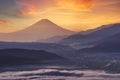 Beautiful scene of Fuji mountain and Lake Suwako