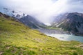 Beautiful scene green nature and rocky mountain with glacier over the Mt Cook National park (Muller hut track) I Royalty Free Stock Photo