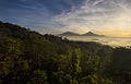 Beautiful Scene of Merapi Merbabu Mountain at Sunrise time from Punthuk Setumbu.