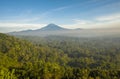 Beautiful Scene of Merapi Mountain from Gereja Ayam, at Bukit Rhema, Magelang, Indonesia.