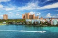 Beautiful scene of Nassau landscape with speed boat Royalty Free Stock Photo
