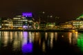 Beautiful scene night view Dublin Ireland capital landscape city urban area old town modern office building Royalty Free Stock Photo