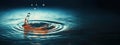 beautiful scene of realistic water drop falling into water, copy space. Created using Generative AI technology Royalty Free Stock Photo