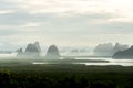 Beautiful scene seascape in the morning sunrise of Samed Nang She or Samed Nang chee is the best and famous view point on Phang