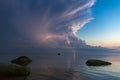 Beautiful scene with stormfront and lightning summer seascape. Royalty Free Stock Photo