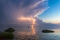 Beautiful scene with stormfront and lightning summer seascape. Royalty Free Stock Photo