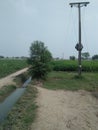 Beautiful scene, tower, village, rain