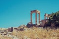 Remains of the Ionic pillars in the ancient temple Royalty Free Stock Photo