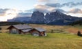 Beautiful Scenery from Alpe di Siusi, Italy in summer sunrise li Royalty Free Stock Photo