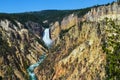 Beautiful scenery of Artist Point waterfall in Grand Canyon of Yellowstone