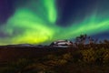 Beautiful scenery of aurora borealis in the night sky in Tromso Lofoten Islands, Norway Royalty Free Stock Photo