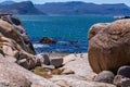 Beautiful scenery of a beach full of rocks in Cape of Good Hope, Cape Town, South Africa Royalty Free Stock Photo