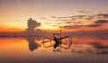 A Beautiful scenery boat on the beach at Sanur, Bali Royalty Free Stock Photo