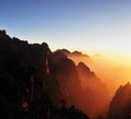 Sunset in Mount Huangshan Royalty Free Stock Photo