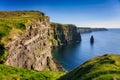 Beautiful scenery of the Cliffs of Moher in County Clare, Ireland Royalty Free Stock Photo