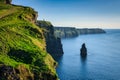 Beautiful scenery of the Cliffs of Moher in County Clare, Ireland Royalty Free Stock Photo
