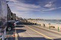 Scenery of coastal road alongside Woljeong Beach Jeju, South Korea Royalty Free Stock Photo