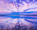 Beautiful scenery with colorful sky, beautiful water reflectioncloud, clouds and sunbeams.Artistic picture. Beauty world. Royalty Free Stock Photo